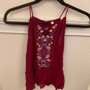 Burgundy flower tank top